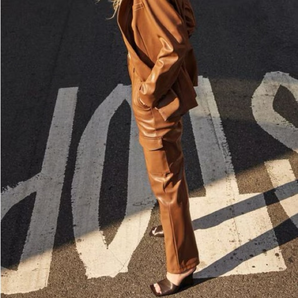 Dynamite brown leather cargo pants